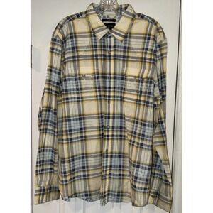 True Religion Shirt Mens XL Plaid Button Up Long Sleeve Embroidered Slim